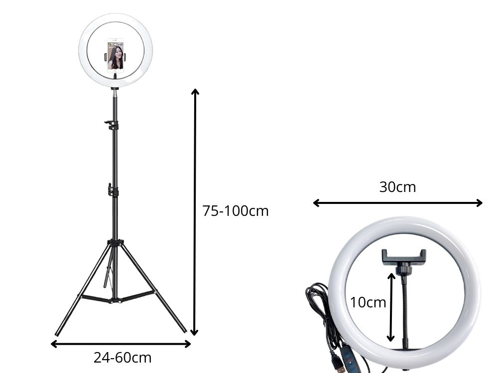 Led žiedinė lempa su telefono laikikliu ir 100 cm stovu 1