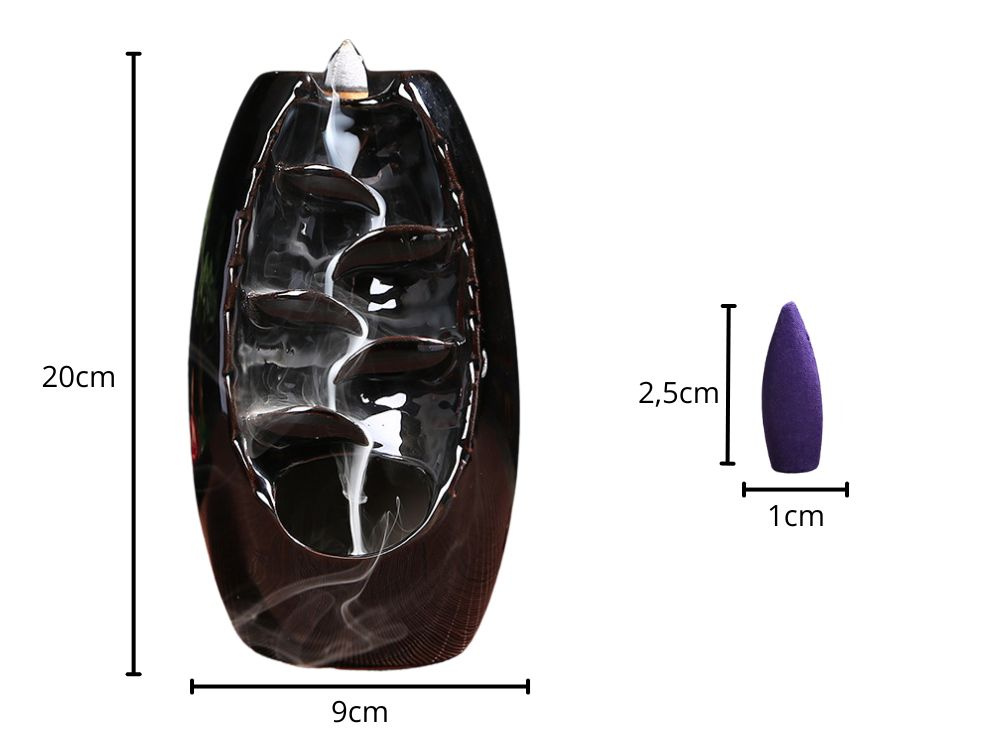 Keraminis aromaterapijos smilkalų laikiklis, 20x9 cm, su 10 smilkalų