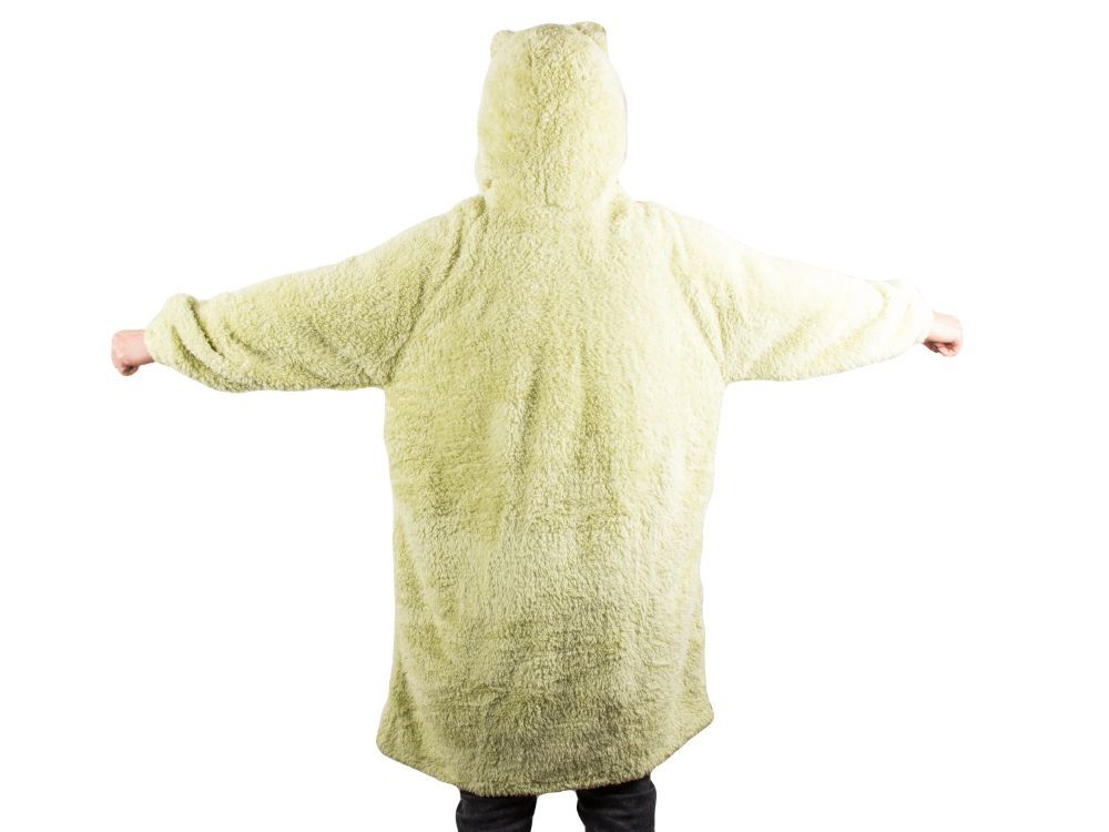 Šiltas oversize xl pledas su gobtuvu, žalia