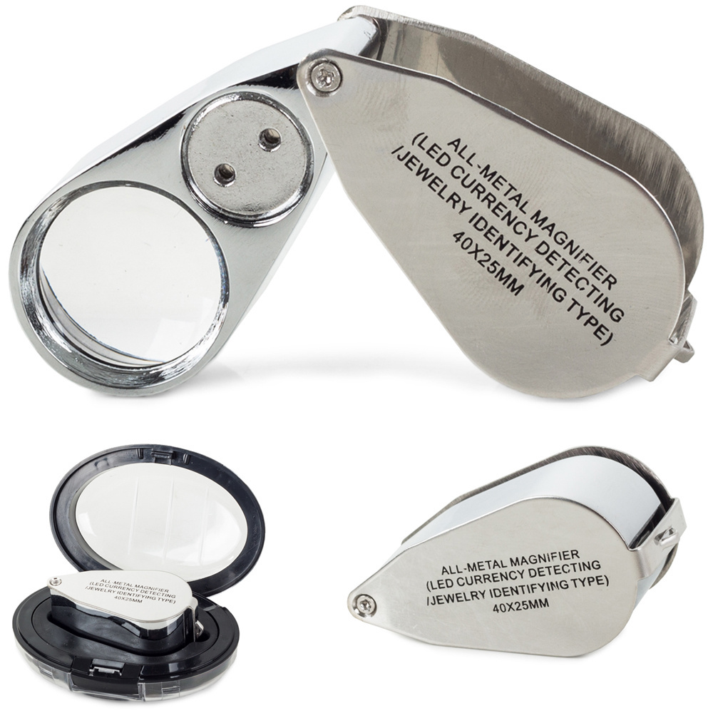 Kišeninė lupa su led ir uv apšvietimu, 40x, 25 mm