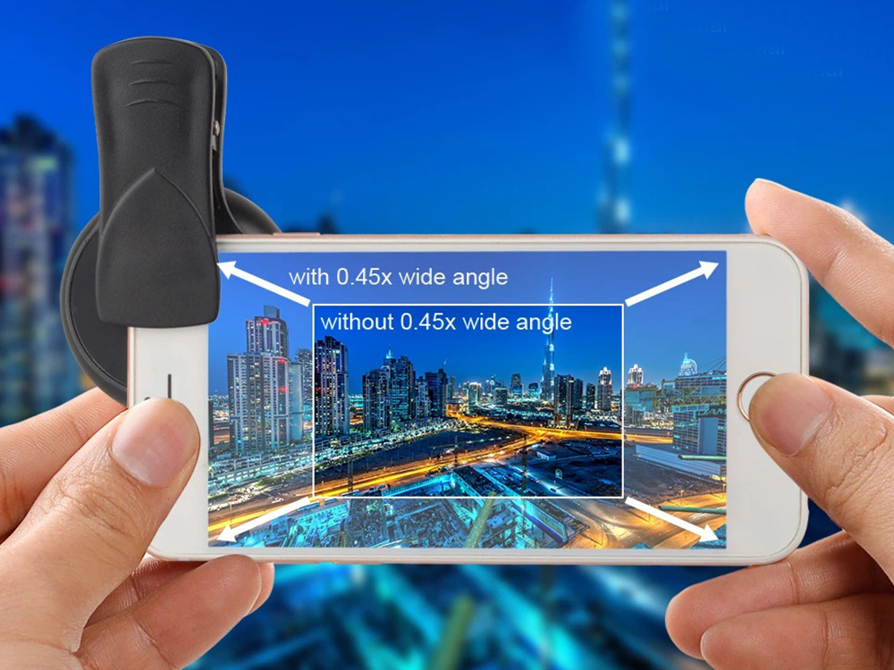 Universalus 2-in-1 išmaniojo telefono objektyvas