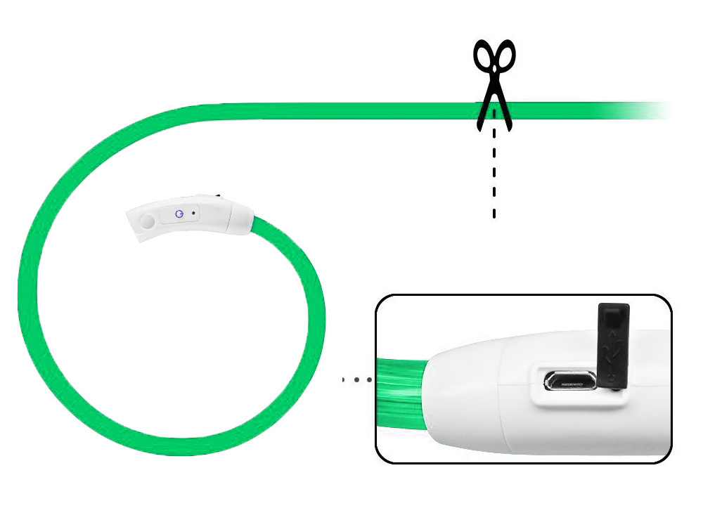 Led apykaklė šunims ir katėms, reguliuojama, 47 cm