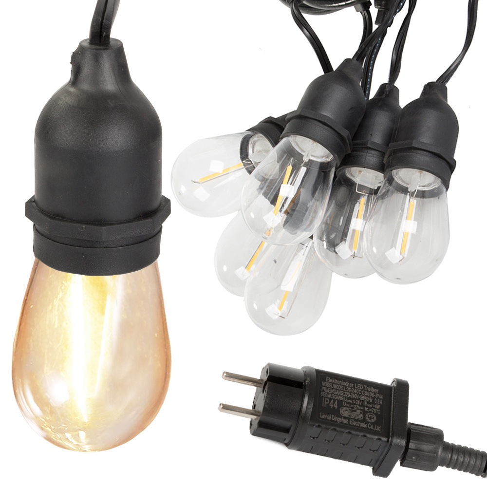 Lauko girlianda su 10 led lemputėmis e27, 10 m