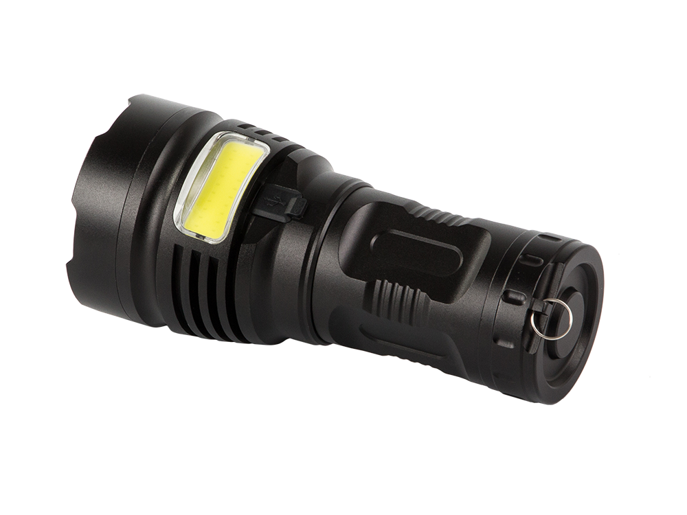 Taktinis žibintuvėlis bailong t48 su cree xhp90 ir cob led
