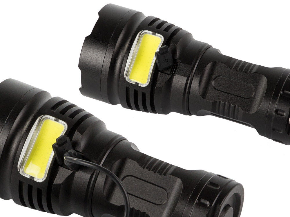 Taktinis žibintuvėlis bailong t48 su cree xhp90 ir cob led