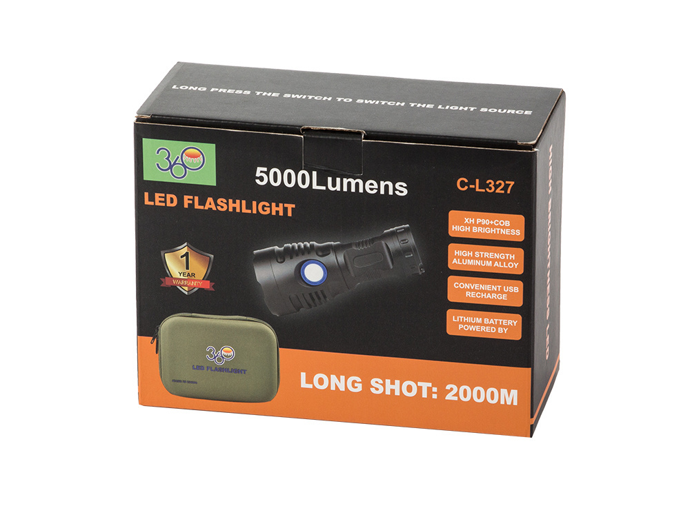 Taktinis žibintuvėlis bailong t48 su cree xhp90 ir cob led