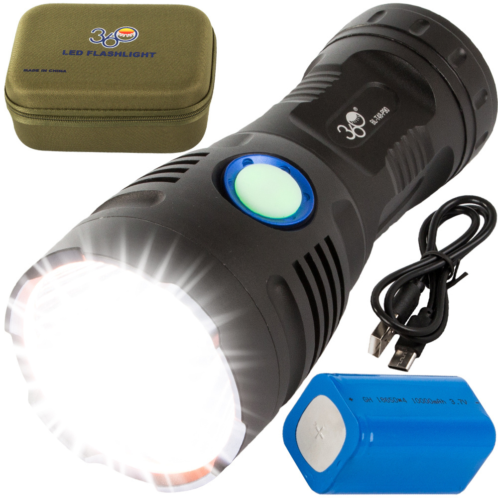 Taktinis žibintuvėlis bailong t48 su cree xhp90 ir cob led