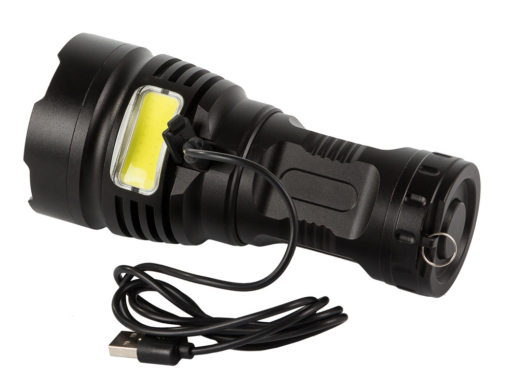 Taktinis žibintuvėlis bailong t48 su cree xhp90 ir cob led
