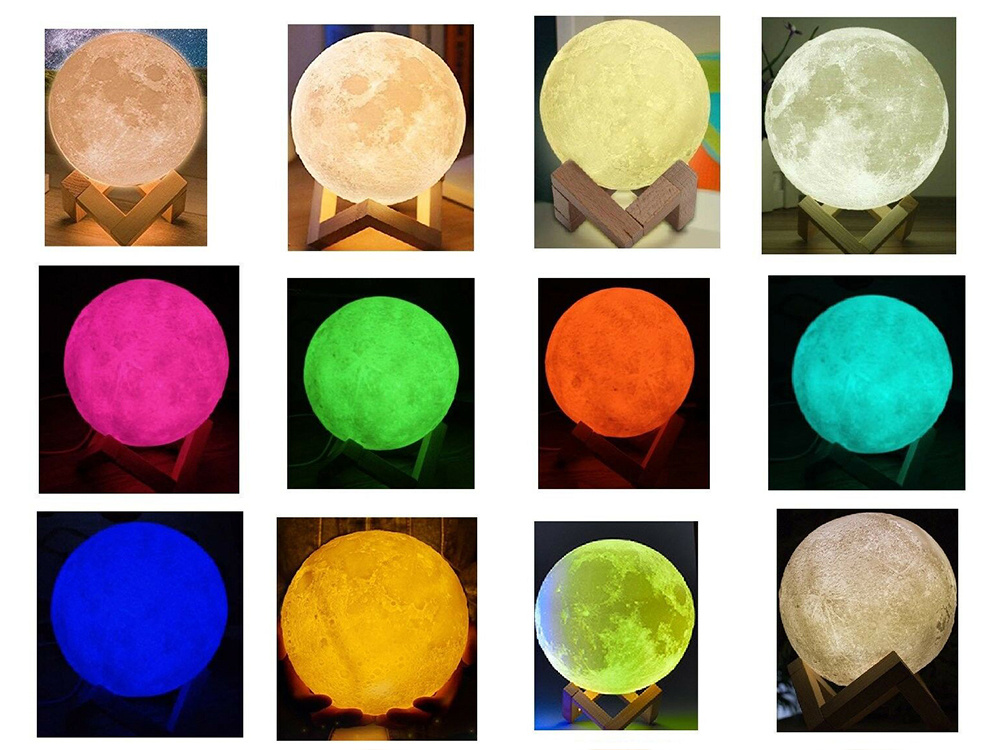 Naktinė lempa mėnulis 3d rgb su usb įkrovimu