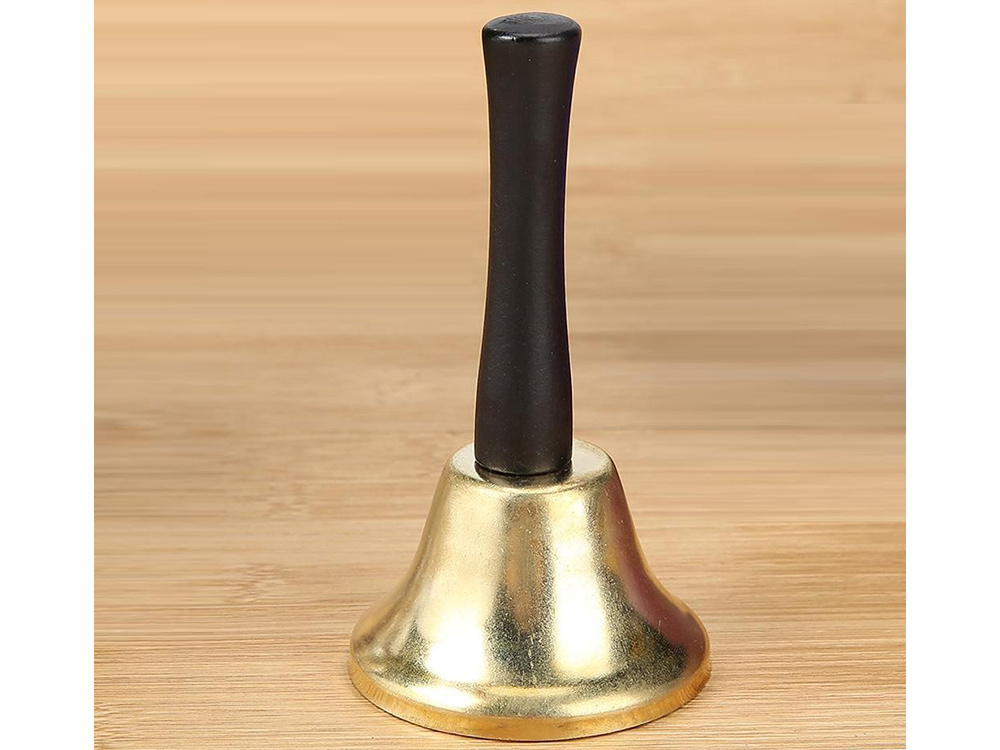 Kalėdų senelio varpelis, metalinis, auksinis, 12x6,5x1,5 cm