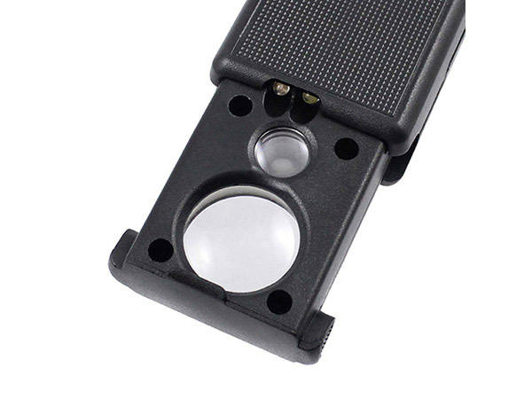 Kišeninis juvelyrinis padidinimo stiklas su led ir uv, 30x-21mm, 60x-12mm