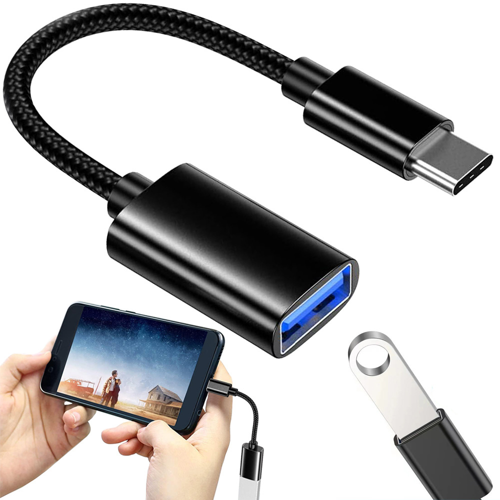 Usb-c į usb-a 3.0 otg adapteris su 11 cm kabeliu