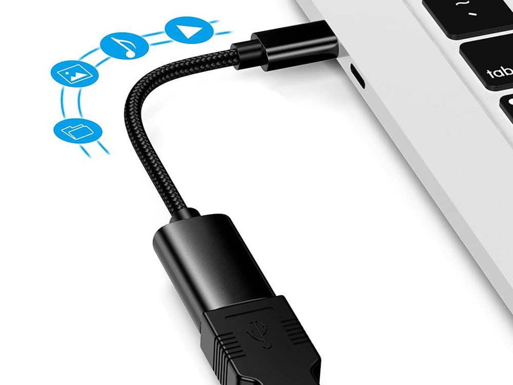 Usb-c į usb-a 3.0 otg adapteris su 11 cm kabeliu