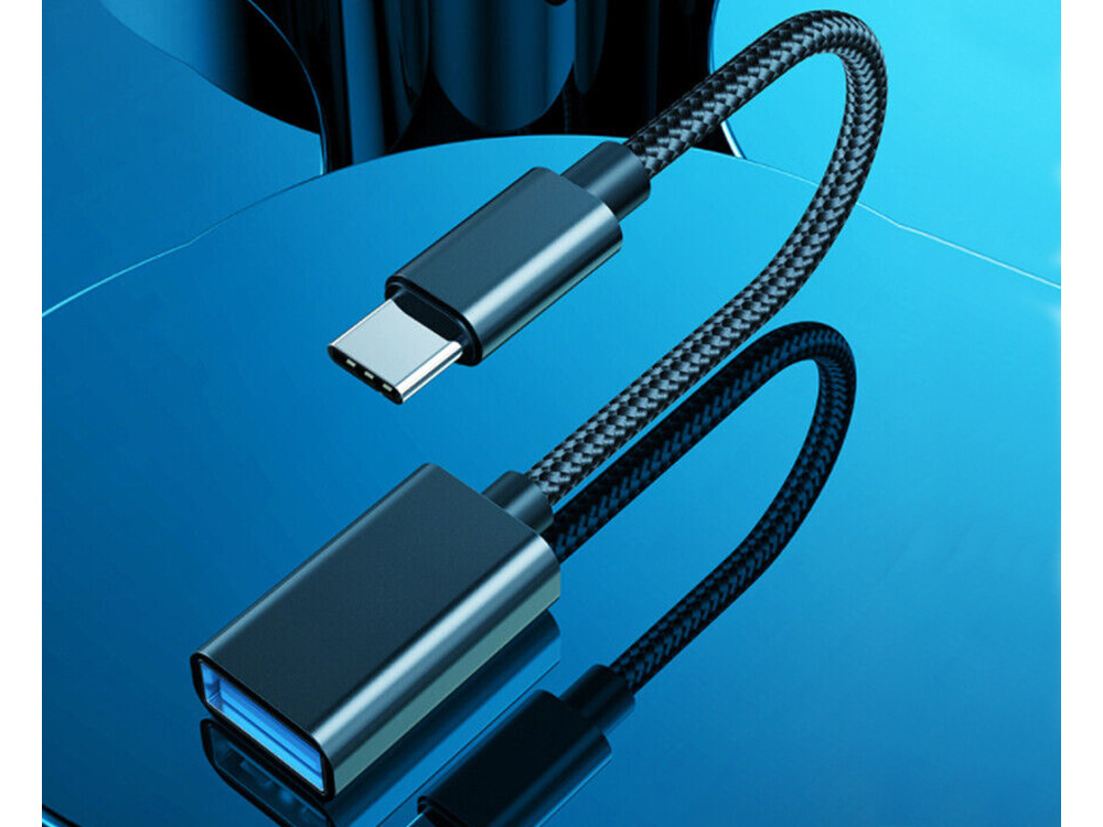 Usb-c į usb-a 3.0 otg adapteris su 11 cm kabeliu