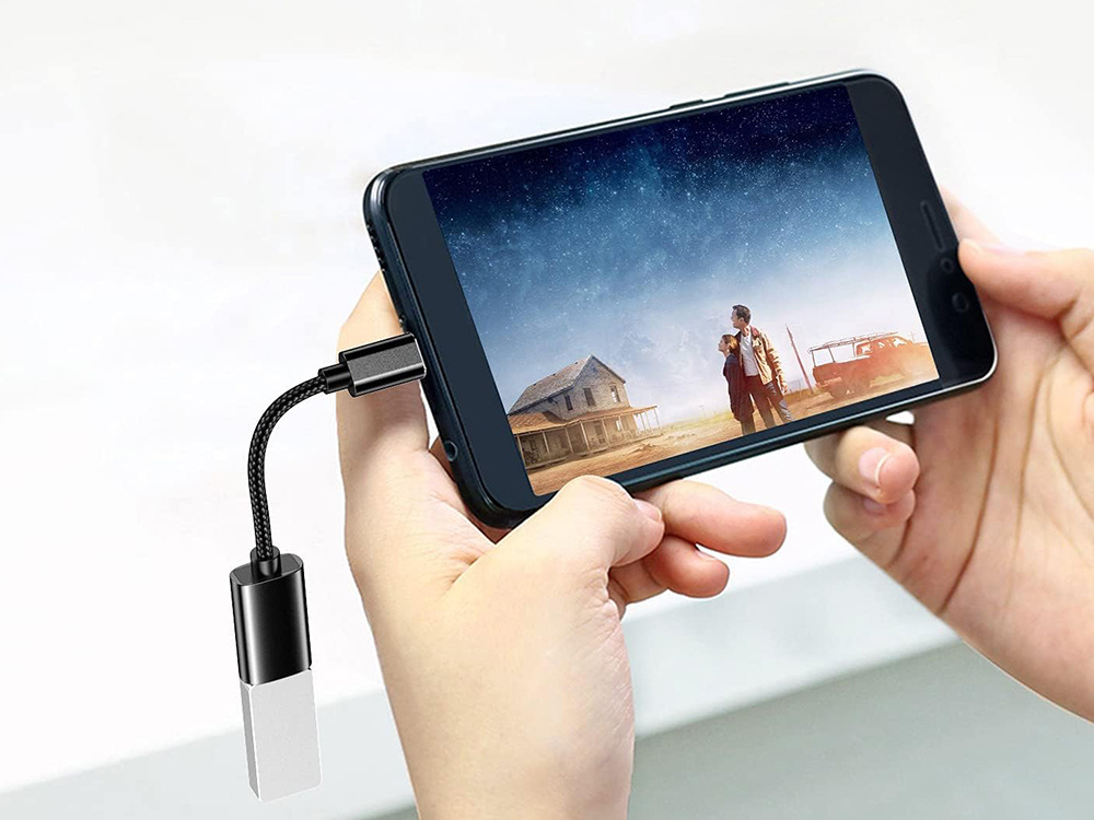 Usb-c į usb-a 3.0 otg adapteris su 11 cm kabeliu