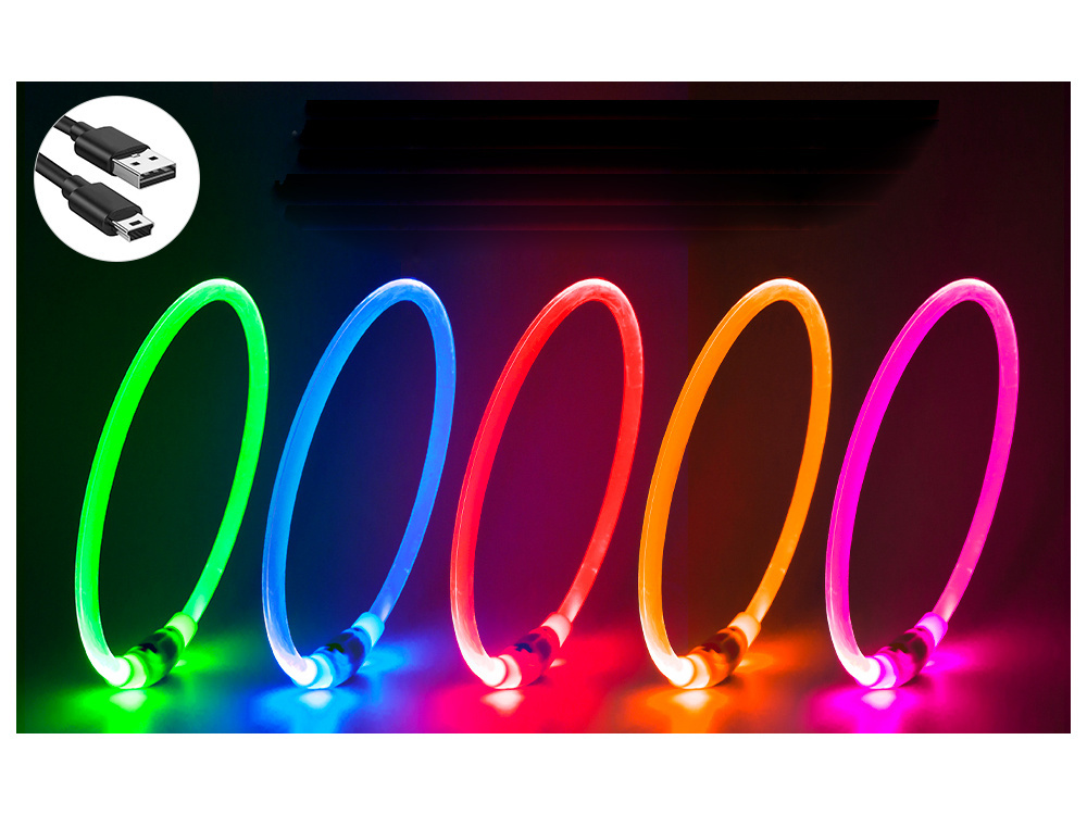 Led antkaklis šunims ir katėms, reguliuojamas, 47 cm