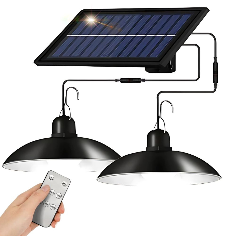 Lauko kabinama saulės lempa su led ir nuotoliniu valdymu