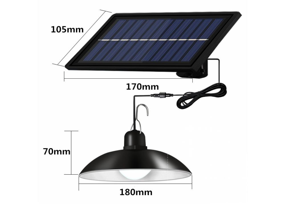Lauko kabinama saulės lempa su led ir nuotoliniu valdymu