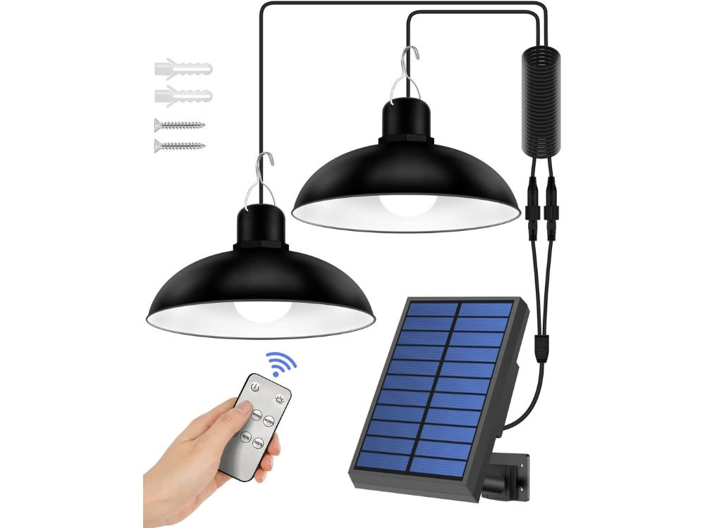 Lauko kabinama saulės lempa su led ir nuotoliniu valdymu