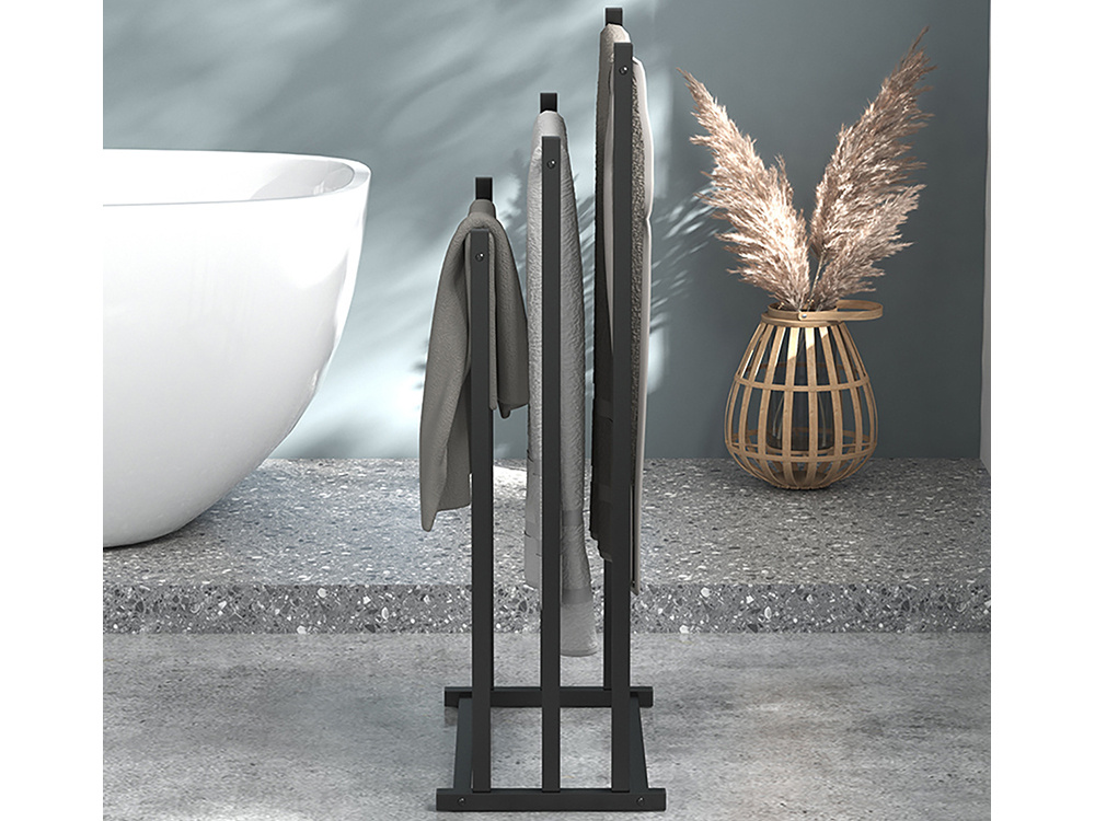 Rankšluosčių stovas iš metalo, juodas, 66/76/86 cm