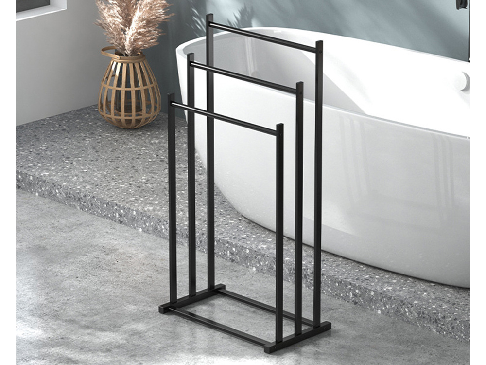 Rankšluosčių stovas iš metalo, juodas, 66/76/86 cm