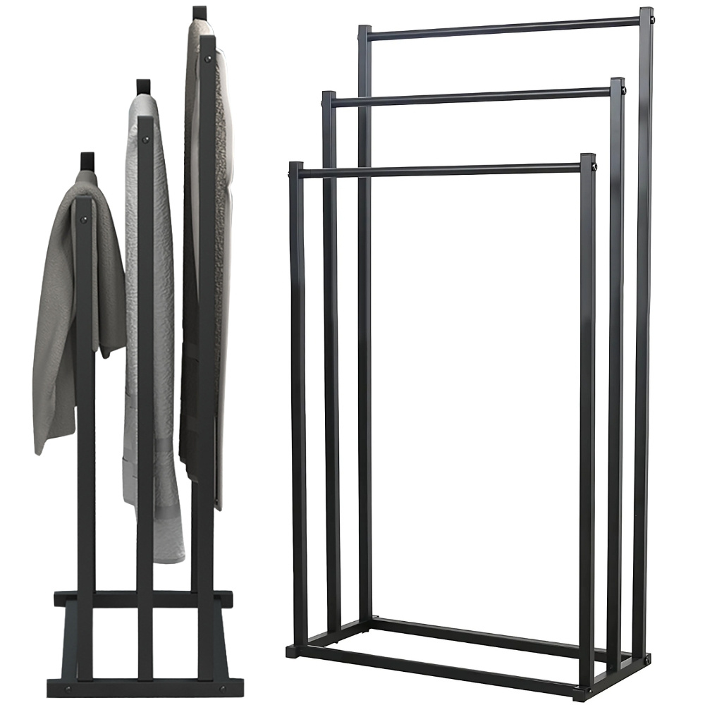 Rankšluosčių stovas iš metalo, juodas, 66/76/86 cm