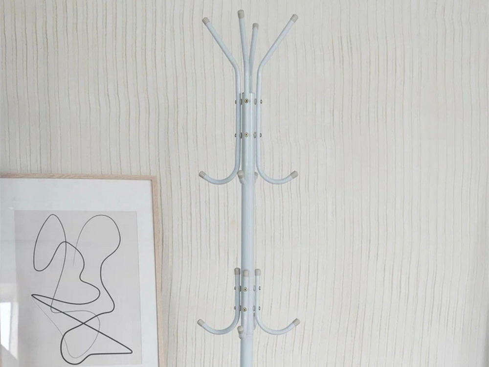 Kabykla drabužiams su 12 kabliukų, 174 cm, baltas