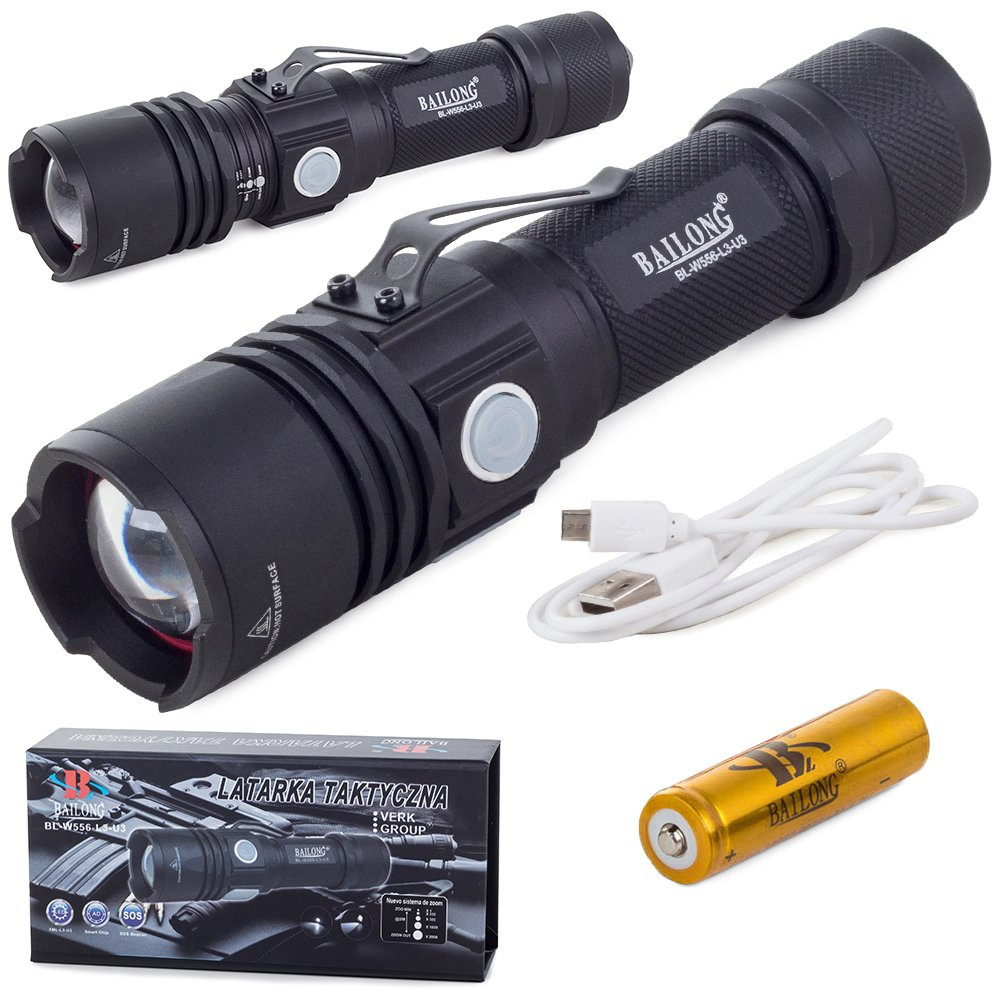 Žibintuvėlis bailong w556 su cree xm-l t6 dioda ir usb įkrovimu