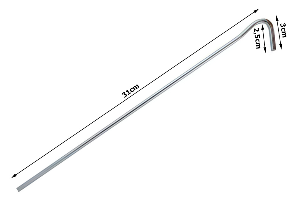 Palapinės kuoliukai, plieniniai, 31 cm, 10 vnt.