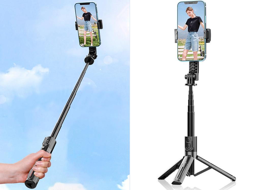 Asmenukių lazdas su trikoju ir bluetooth valdikliu, 90 cm