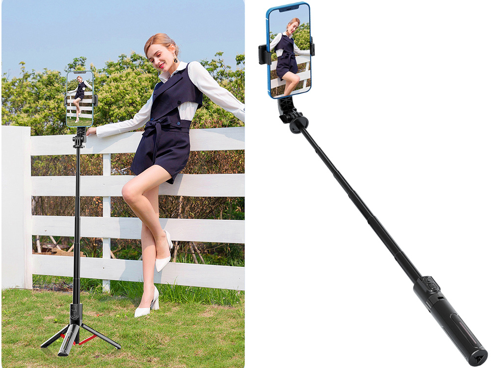 Asmenukių lazdas su trikoju ir bluetooth valdikliu, 90 cm