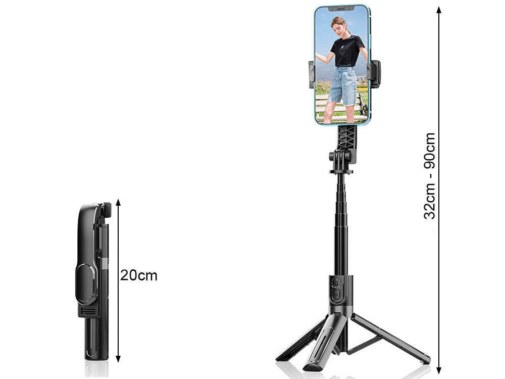 Asmenukių lazdas su trikoju ir bluetooth valdikliu, 90 cm