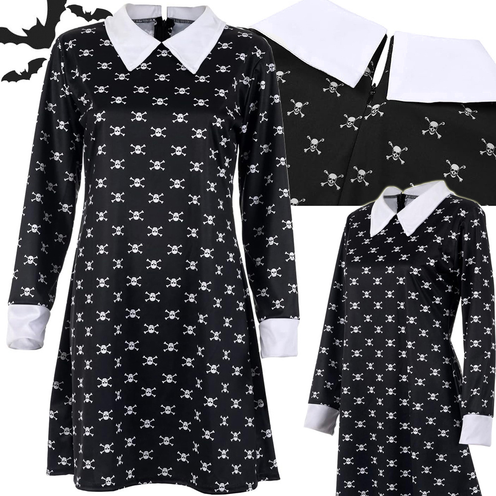 Vaikiškas wednesday addams kostiumas 125 cm