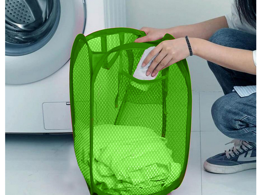 Sulankstomas žalias skalbinių ir žaislų dėklas, 65 l
