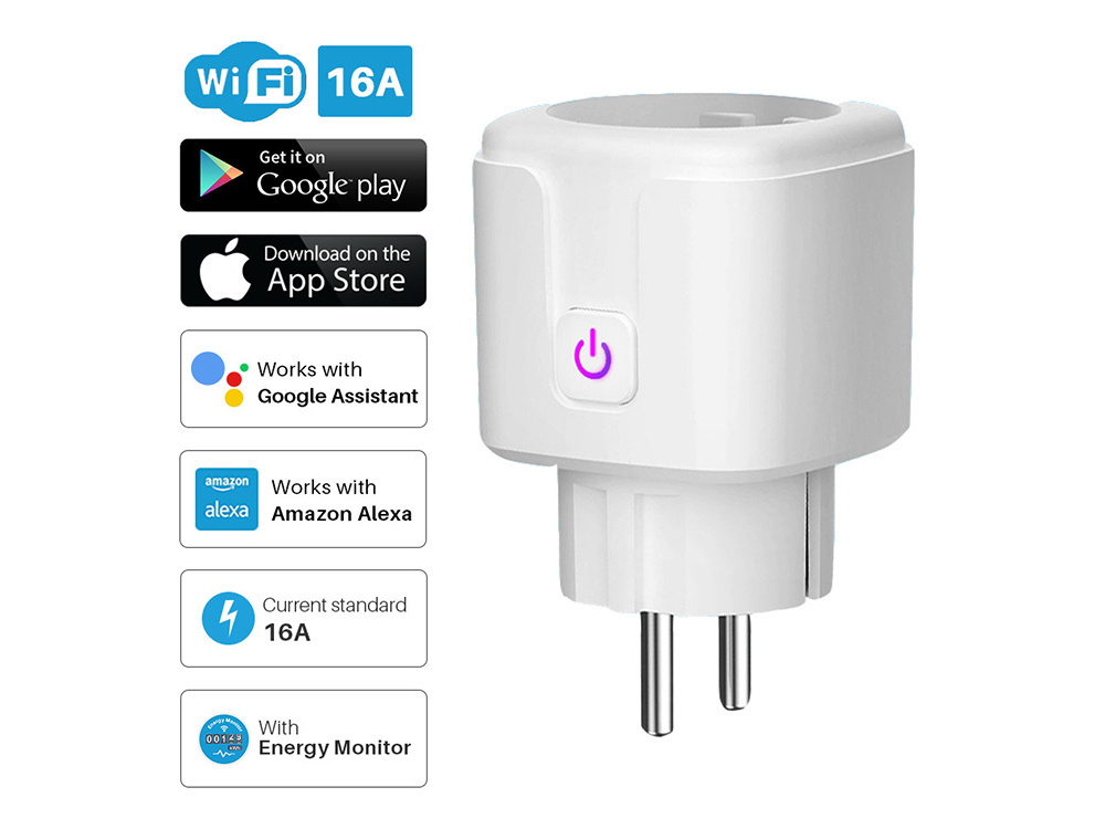 Išmanusis elektros lizdas su wi-fi ir energijos matuokliu, 3680w