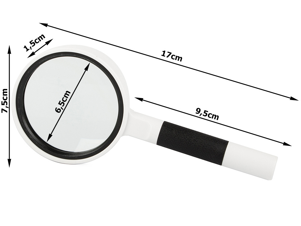 Padidinimo stiklas su 6x didinimu, 65 mm lęšiu
