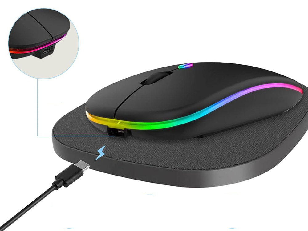 Belaidė optinė pelė su rgb apšvietimu, 800-1600 dpi, 11x5,5x2 cm 3