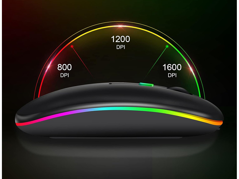 Belaidė optinė pelė su rgb apšvietimu, 800-1600 dpi, 11x5,5x2 cm