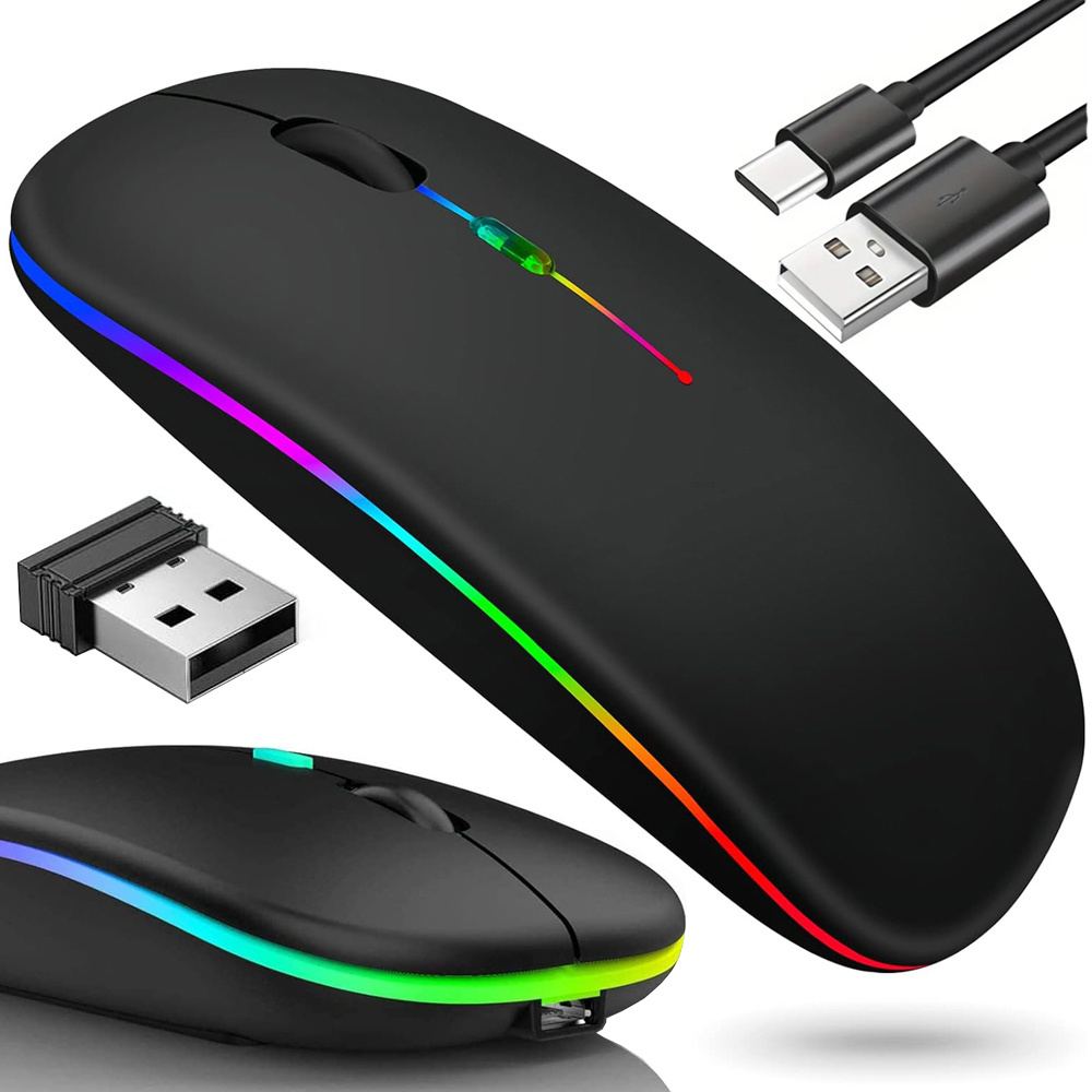 Belaidė optinė pelė su rgb apšvietimu, 800-1600 dpi, 11x5,5x2 cm
