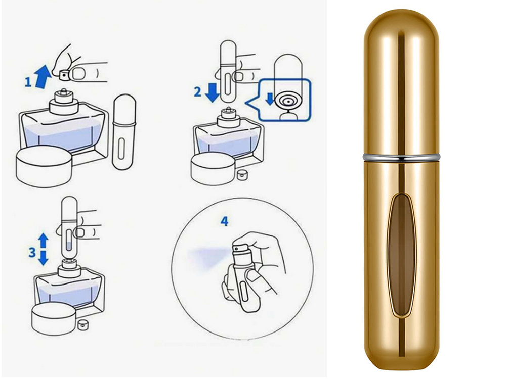Kvepalų purkštuvas 5 ml, auksinis