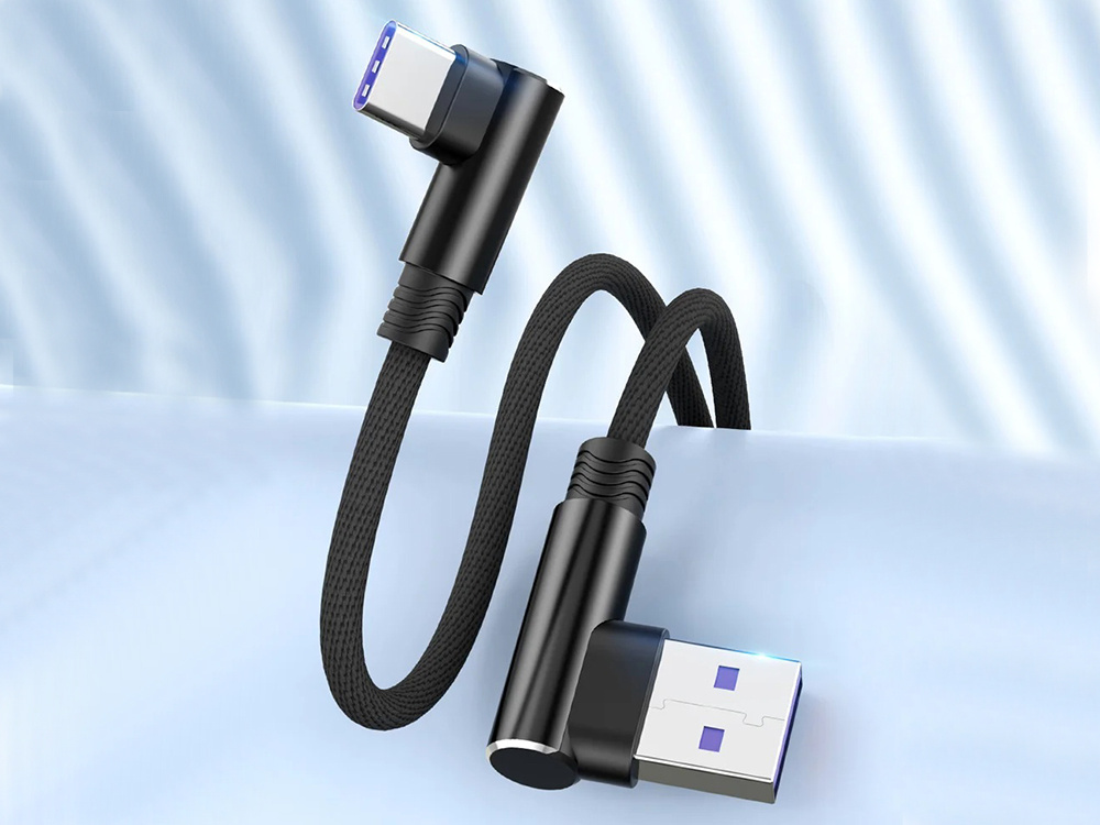 Usb-c laidas su 90° jungtimi 1m