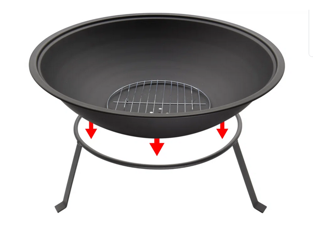 Lauko židinys su stovu ir grotelėmis, 55 cm