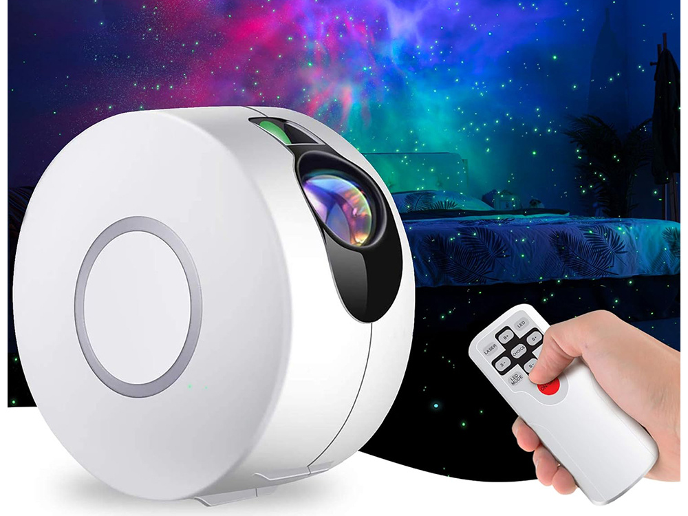 Žvaigždžių projektorius su nuotoliniu valdymu ir 360° sukimu