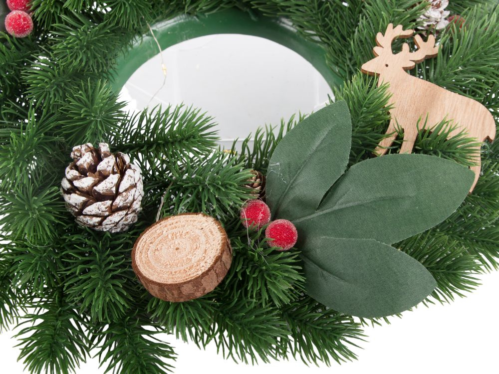Kalėdinis led vainikas su dekoracijomis, 20 cm