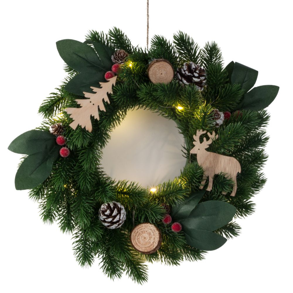 Kalėdinis led vainikas su dekoracijomis, 20 cm