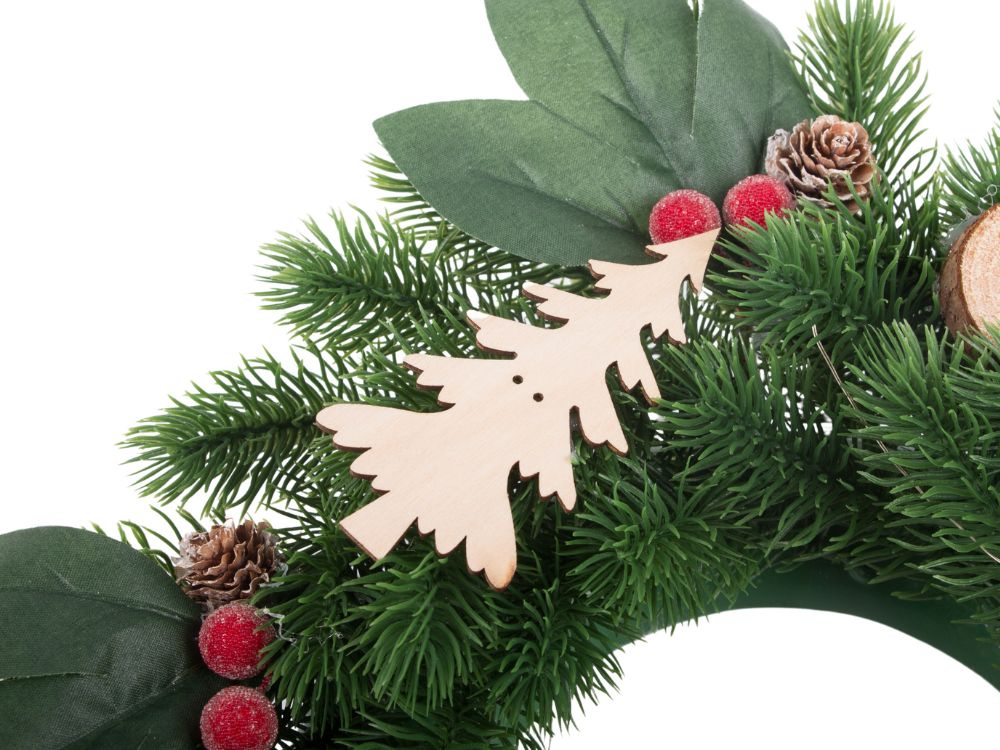Kalėdinis led vainikas su dekoracijomis, 20 cm