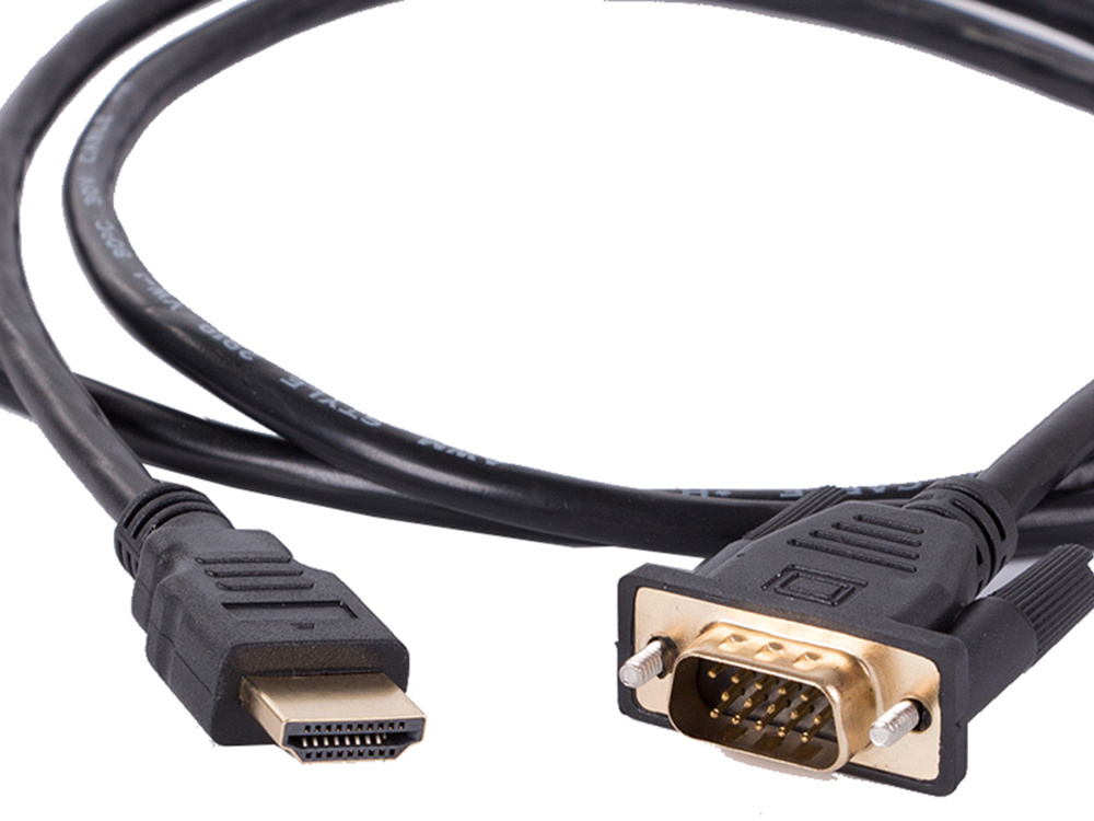Hdmi į vga kabelis 2m su auksiniais jungikliais