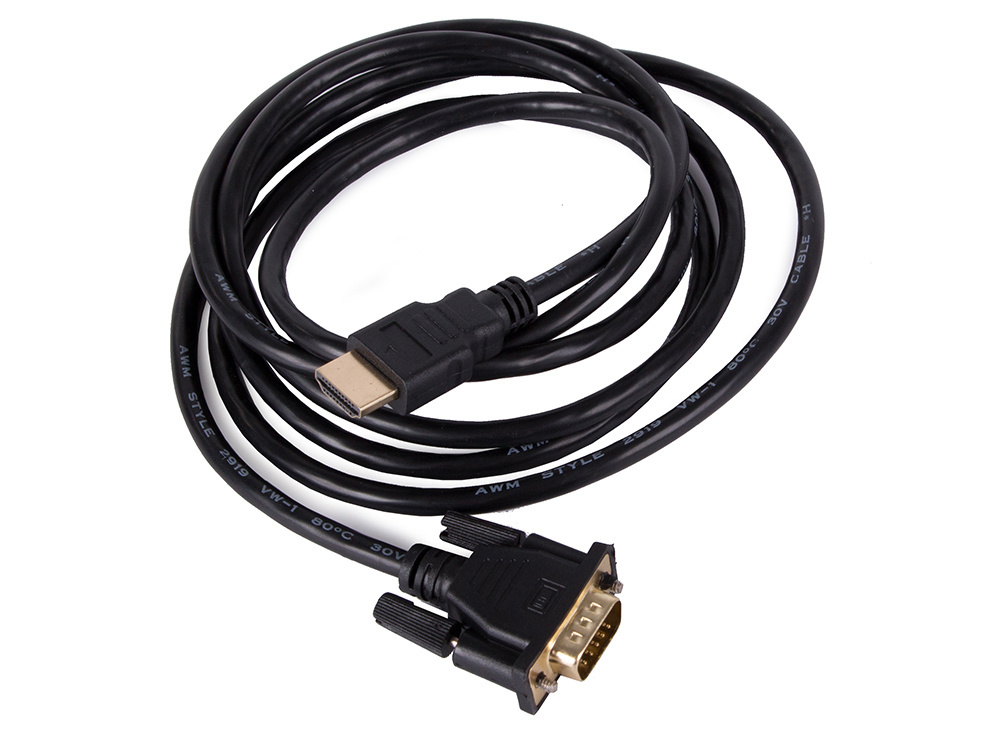 Hdmi į vga kabelis 2m su auksiniais jungikliais