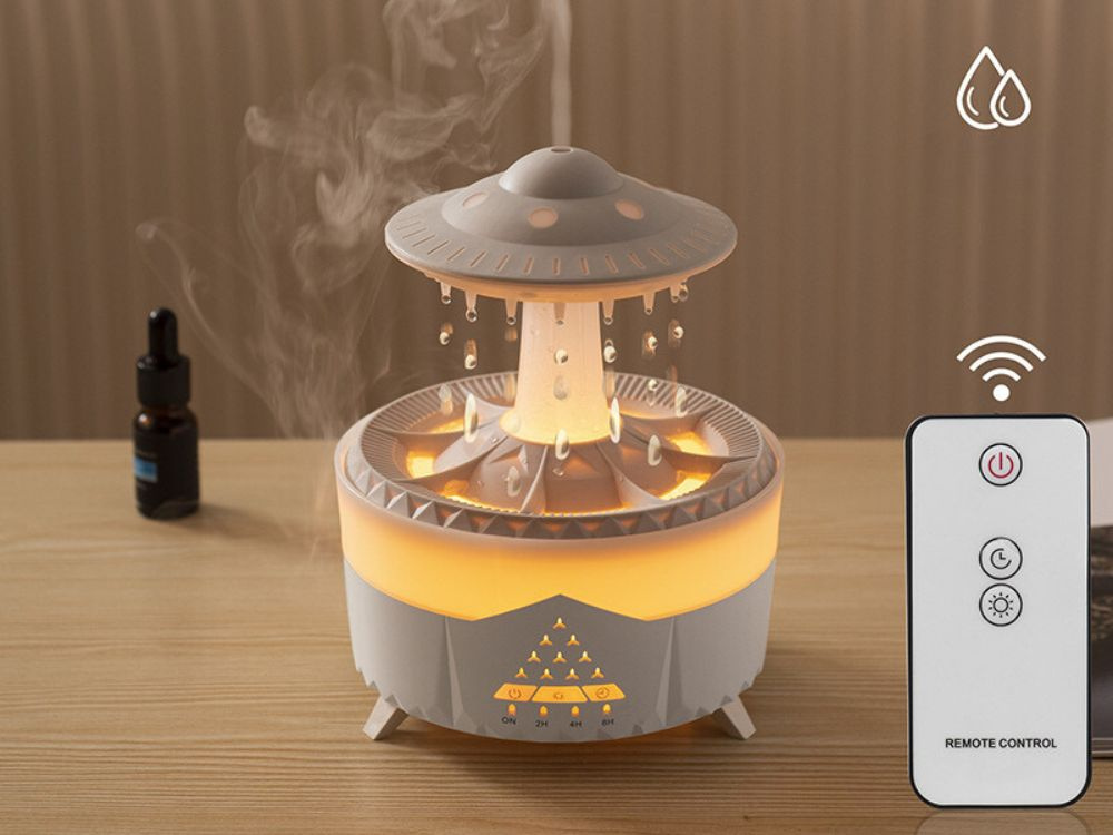 Oro drėkintuvas su aromaterapija ir led apšvietimu, 350 ml, baltas
