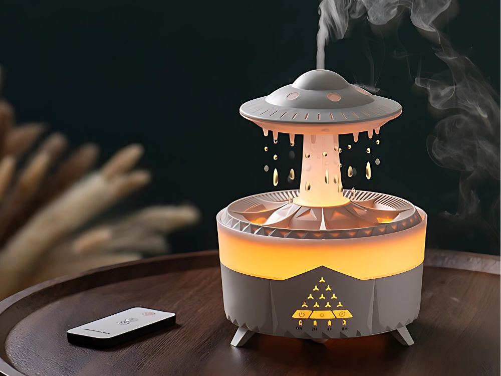 Oro drėkintuvas su aromaterapija ir led apšvietimu, 350 ml, baltas